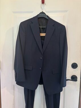Calvin Klein Dark Navy Pinstripe Suit - Three- Piece